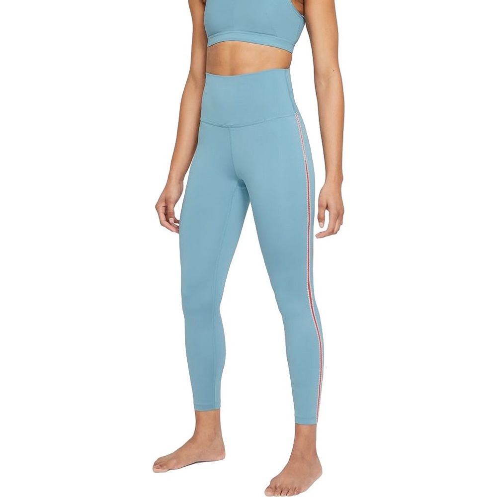 NWT NIKE Yoga WOMENS CROCHET 7/8 LEGGINGS blue Sz XS